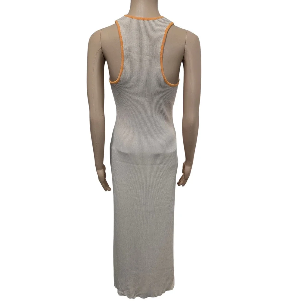 Petal & pup women's large tan and orange tank top dress long slit - Picture 3 of 4